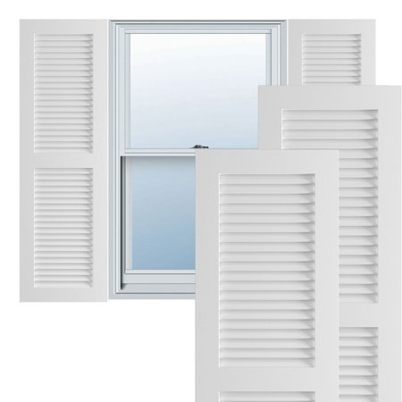 EKENA MILLWORK True Fit PVC Two Equal Louver Shutters, Unfinished, 18"W x 53"H TFP101LVF18X053UN